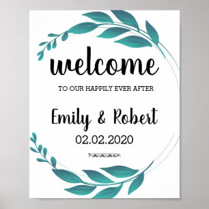 Brunch of watercolor leaf Foliage Wedding Poster