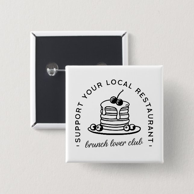 Brunch pancakes lover funny quotes 15 cm square badge (Front & Back)