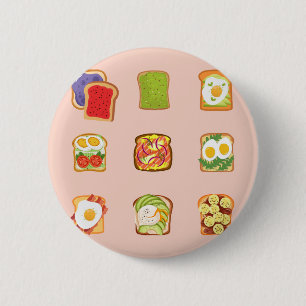Brunch Toast Pattern 6 Cm Round Badge