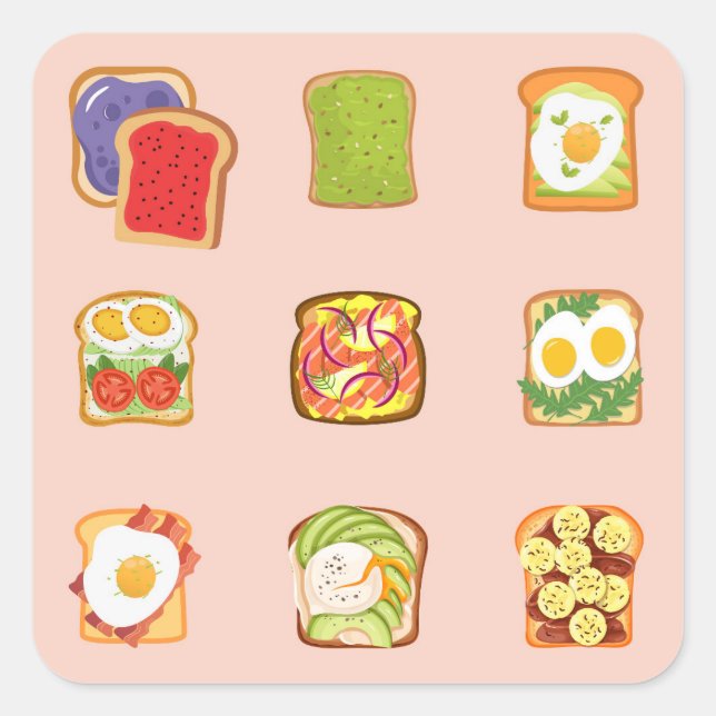 Brunch Toast Square Sticker (Front)