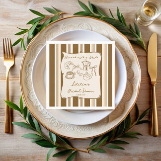 Brunch with bride retro coffee bridal shower napkin