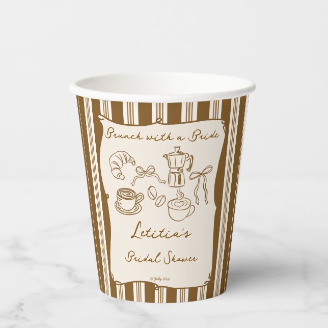 Brunch with bride retro coffee bridal shower paper cups (Front)