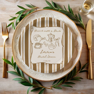 Brunch with bride retro coffee bridal shower paper plate