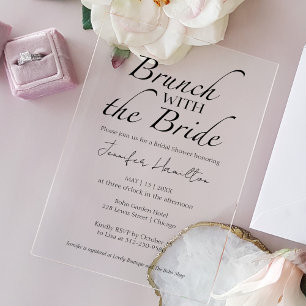 Brunch with the Bride Black & White Bridal Shower Acrylic Invitations