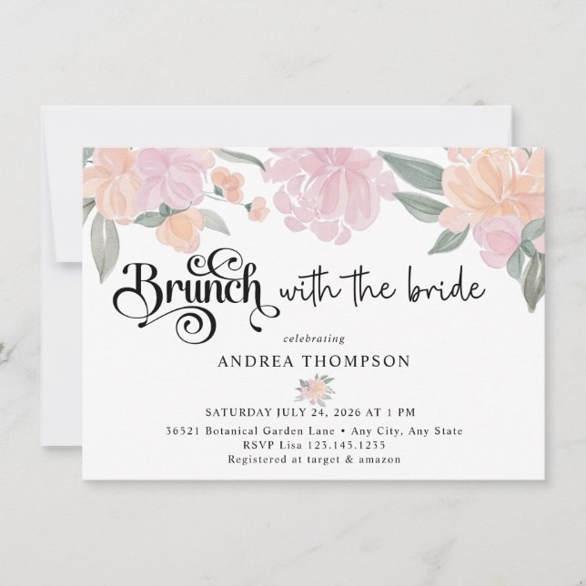 Brunch with the Bride |  Blush Flowers Invitation (Front)