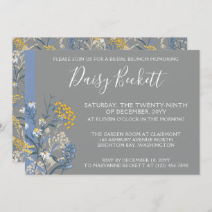 Brunch With The Bride Botanical Daisy Yellow Navy Invitation