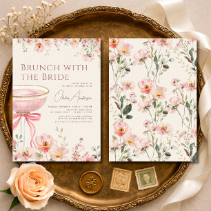 Brunch with The Bride Coquette Bow Bridal Shower Invitation