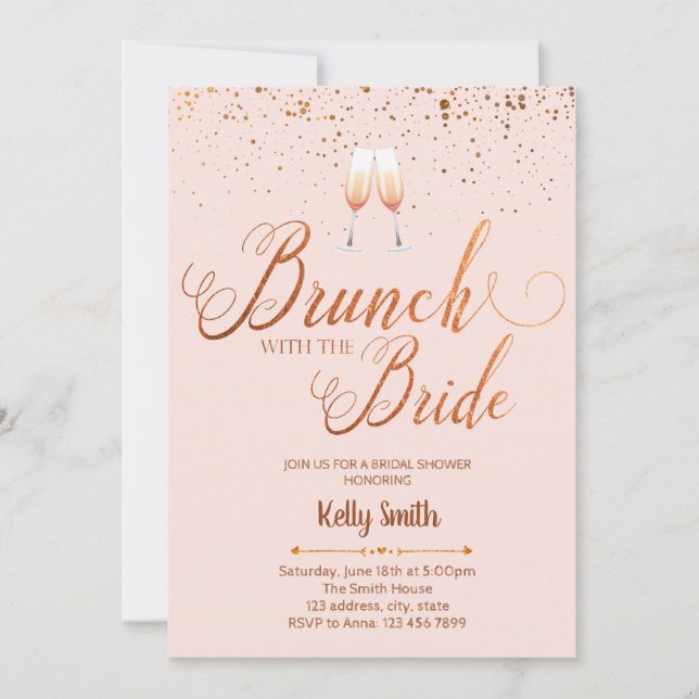 Brunch with the bride gold foil invitation (Front)