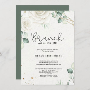 Brunch with the Bride Gold Greenery Bridal Shower Invitation