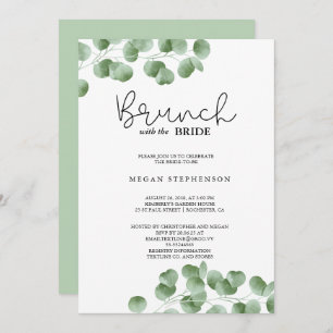 Brunch with the Bride Gold Greenery Bridal Shower Invitation