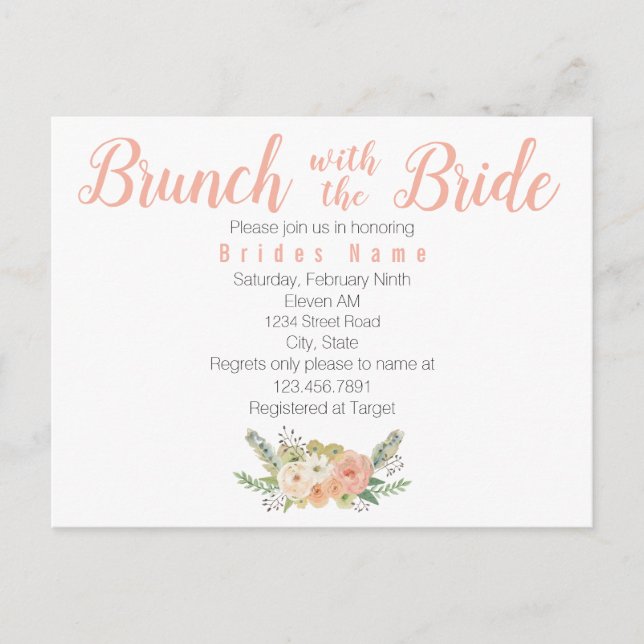 Brunch with the bride invitation postcard (Front)