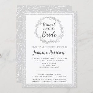 Brunch With The Bride Modern Botanical Wreath Invitation