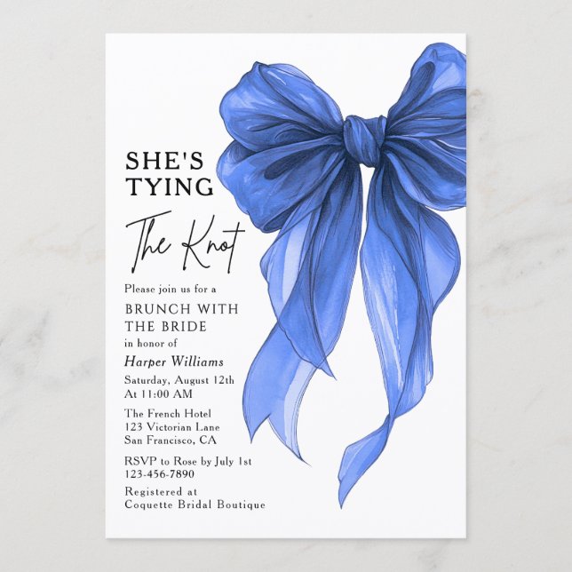 Brunch With The Bride She's Tying The Knot Bow Invitation (Front)
