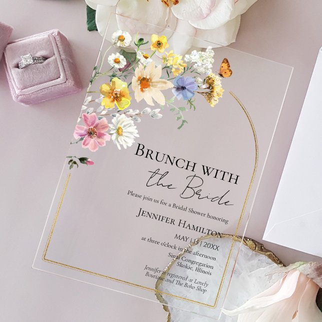 Brunch with the Bride Wildflower Bridal Shower Acrylic Invitations (Creator Uploaded)