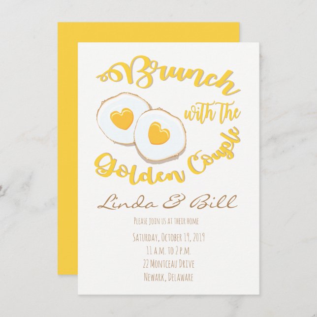 Brunch with the Golden Couple Anniversary Invitation (Front/Back)