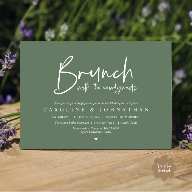 Brunch with the Newlyweds Post Wedding Celebration Invitation (Brunch with the Newlyweds Post Modern Morning Wedding Celebration Invitation Card PDF Sage Green)