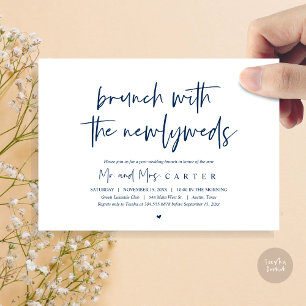 Brunch with the newlyweds, post wedding, Navy Blue Invitation