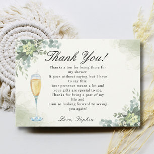 Brunch y Bubbly Glass of Champange  Thank You Card