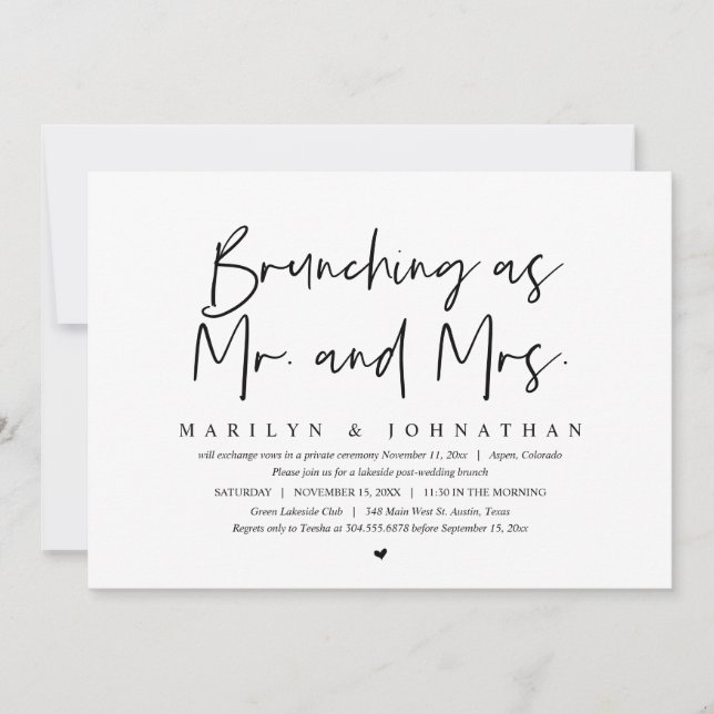 Brunching As Mr and Mrs, Post Wedding Brunch Invitation (Front)