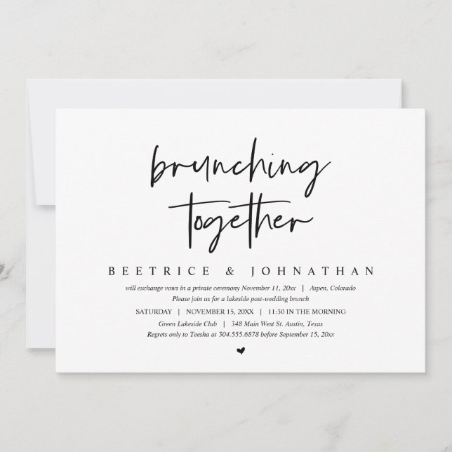 Brunching Together, Wedding Elopement Brunch  Invitation (Front)