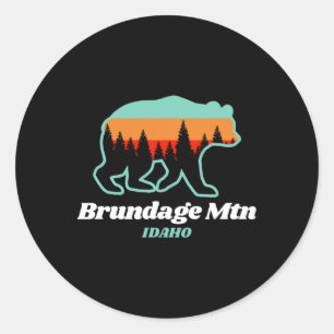 Brundage Mountain Idaho Skiing Snowboarding Bear Classic Round Sticker