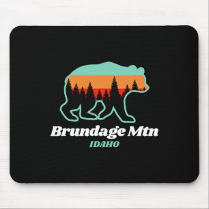 Brundage Mountain Idaho Skiing Snowboarding Bear  Mouse Pad
