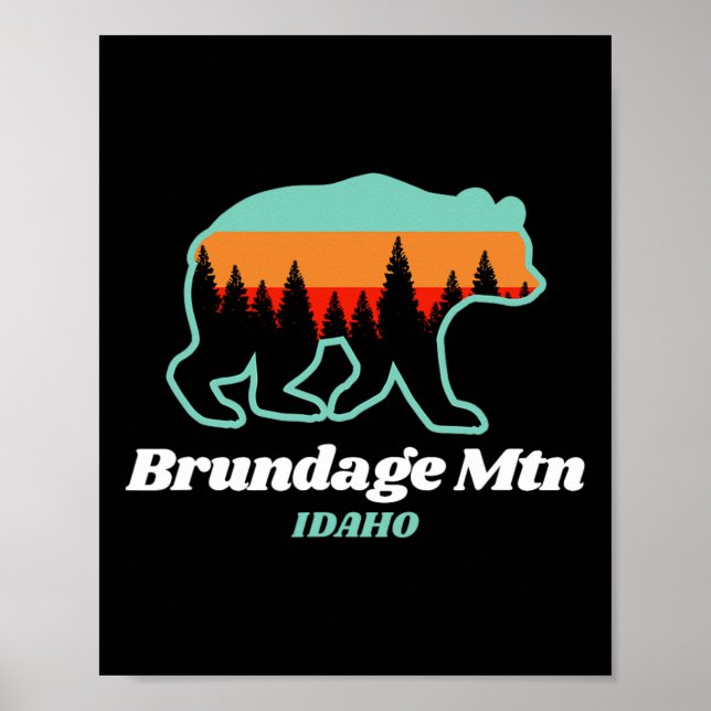 Brundage Mountain Idaho Skiing Snowboarding Bear  Poster (Front)