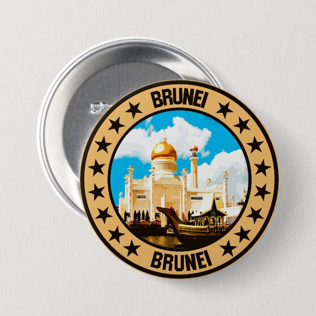 Brunei                                             7.5 cm round badge (Front & Back)