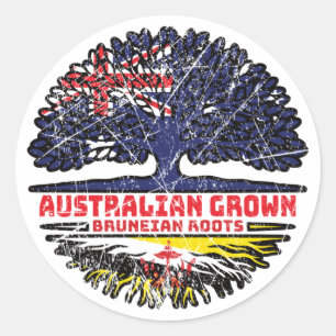 Brunei Bruneian Australian Australia Tree Roots Classic Round Sticker
