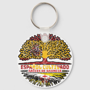 Brunei Bruneian Spanish Spain Tree Roots Flag Key Ring