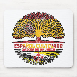 Brunei Bruneian Spanish Spain Tree Roots Flag Mouse Pad