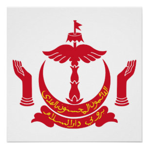 Brunei country coat arms symbol emblem flag poster