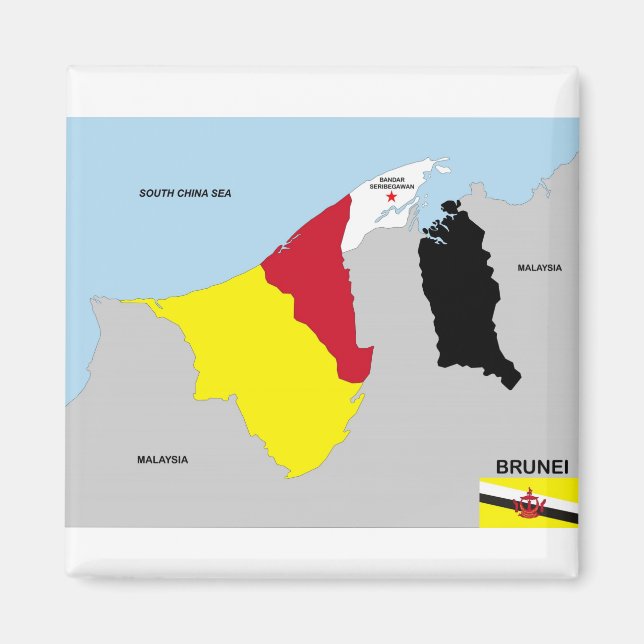 brunei country map flag magnet (Front)