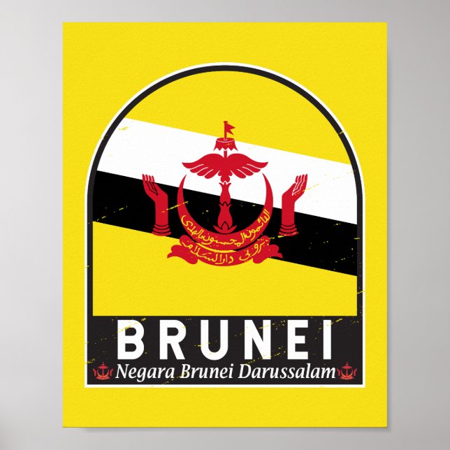 Brunei Flag Emblem Distressed Vintage Poster (Front)