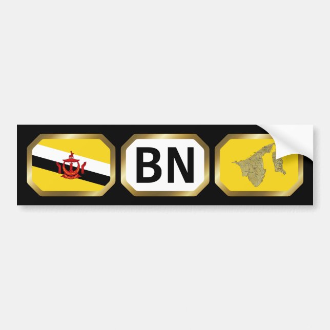 Brunei Flag Map Code Bumper Sticker (Front)