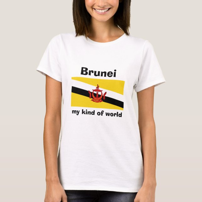 Brunei Flag + Map + Text T-Shirt (Front)