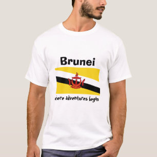 Brunei Flag + Map + Text T-Shirt