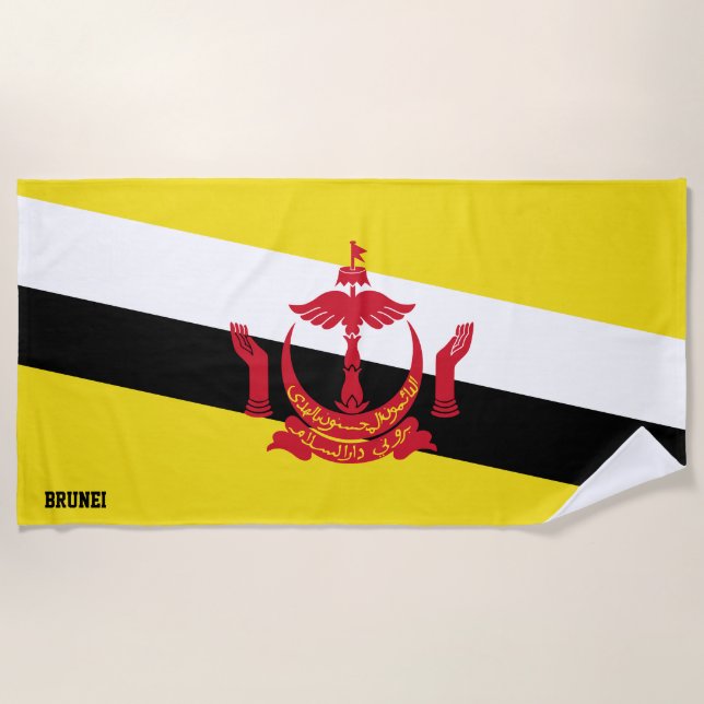 Brunei Flag Splendid Patriotic Beach Towel (Front)