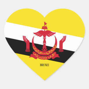 Brunei Flag Splendid Patriotic Heart Sticker