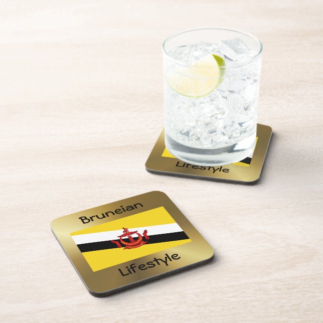 Brunei Flag+Text Coaster (Right Side)