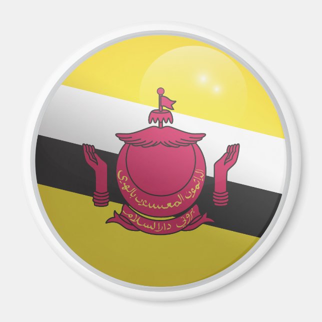 Brunei Glossy Circle Flag Magnet (Front)