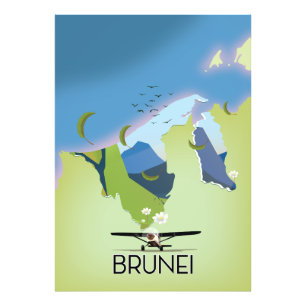 Brunei Map travel poster