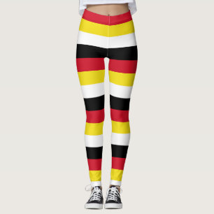 Brunei National Flag Colours Horizontal Striped Leggings