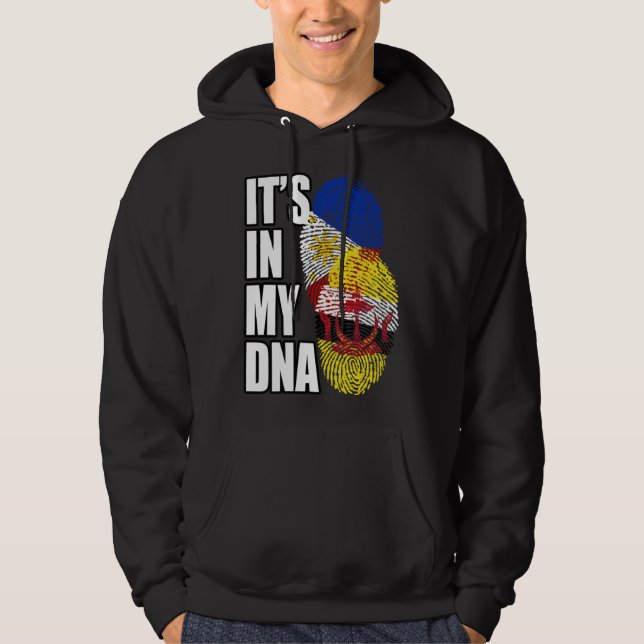 Bruneian And Filipino Mix DNA Flag Heritage Hoodie (Front)