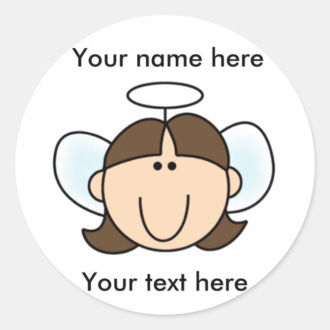 Brunette Angel Classic Round Sticker (Front)