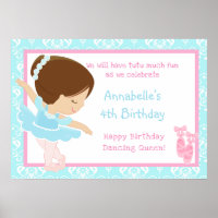 Brunette Ballerina & Blue Damask