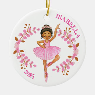 Brunette Ballerina Ceramic Ornament