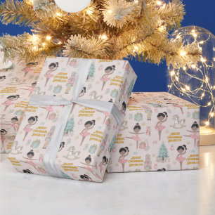 Brunette Ballerina Personalised Nutcracker Wrapping Paper