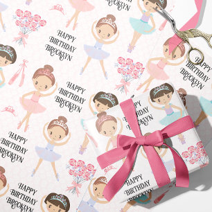 Brunette Ballerina Personalised Wrapping Paper