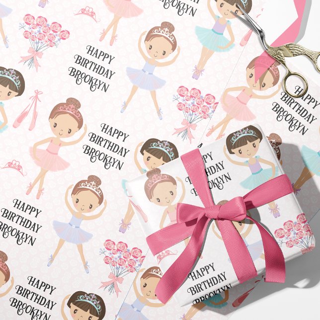 Brunette Ballerina Personalised Wrapping Paper (Creator Uploaded)